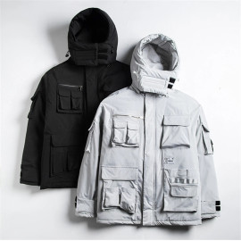 11 BYBB'S DARK Mens Winter Jackets Coat Streetwear Casual Cargo Parkas Tactics Function Hoody Coat Multi-pocket Warm Male DG506