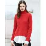 Amii  Harajuku  Women's Sweater - High collar Pullover drop round slit blouse 