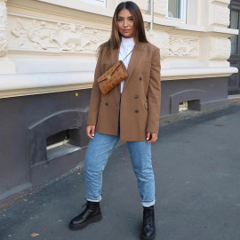 Aachoae Women Vintage Double Breasted Blazer
