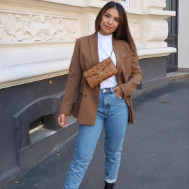 Aachoae Women Vintage Double Breasted Blazer