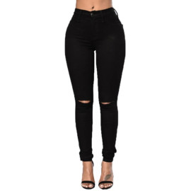 Women Oversized Denim Pencil Black Jeans