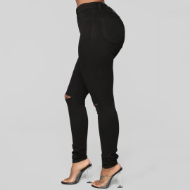 Women Oversized Denim Pencil Black Jeans