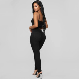 Women Oversized Denim Pencil Black Jeans