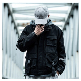 11 BYBB'S DARK Cargo Jackets Men Streetwear Pocket Military Tactical Jacket Wind Breaker Male Loose Windbreaker Coat DG422