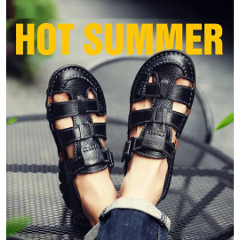 Classic High quality Cow Leather Sandals Summer Outdoor Handmade Men Sandals Fashion Comfortable  Men Beach leather shoes size48