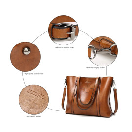 ACELURE Women bag Oil wax Women's Leather Handbags Luxury Lady Hand Bags With Purse Pocket Women messenger bag Big Tote Sac Bols