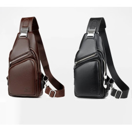 2019 Jackkevin Fashion Mens Shoulder Bag Burglarproof Black Leather Mens Chest Bag USB Charging Crossbody Bags Travel Bag