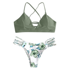 Swimwear Swimsuit Women's Swimming Suit Bikini 2020 Women's Bikini Cut Flower Two Piece Swimsuit Pushups Swimwear Beachwear #C
