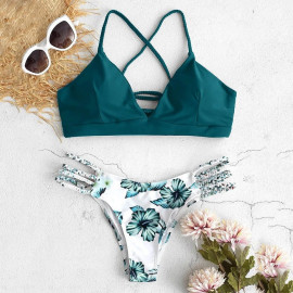 Swimwear Swimsuit Women's Swimming Suit Bikini 2020 Women's Bikini Cut Flower Two Piece Swimsuit Pushups Swimwear Beachwear #C