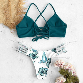 Swimwear Swimsuit Women's Swimming Suit Bikini 2020 Women's Bikini Cut Flower Two Piece Swimsuit Pushups Swimwear Beachwear #C