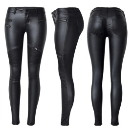 Stretch PU Leather Pants For Women High Waist Joggers Women Trousers
