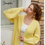 Simplee Casual Long knitted Women Cardigan