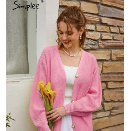 Simplee Casual Long knitted Women Cardigan