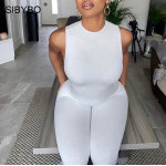 SIBYBO Sleeveless Skinny Summer Rompers Womens Jumpsuit O-Neck