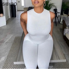 SIBYBO Sleeveless Skinny Summer Rompers Womens Jumpsuit O-Neck SIBYBO Sleeveless Skinny Summer Rompers Womens Jumpsuit O-Neck
