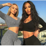 Sexy V Neck Knitted Tracksuit Two Piece Set