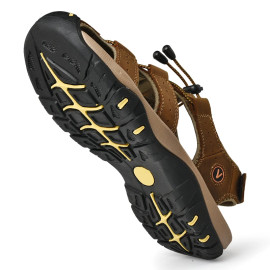 Men's Genuine Leather Casual Summer Sandals - Sizes 38-48