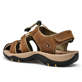 Men's Genuine Leather Casual Summer Sandals - Sizes 38-48