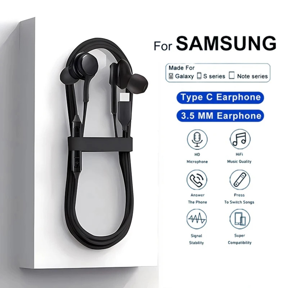Type-C Wired Earphones for Samsung Galaxy S23, S21, S22
