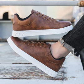 Men's Classic Leather Lace-Up Casual Loafers