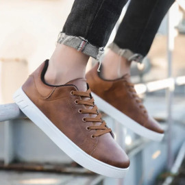 Men's Classic Leather Lace-Up Casual Loafers